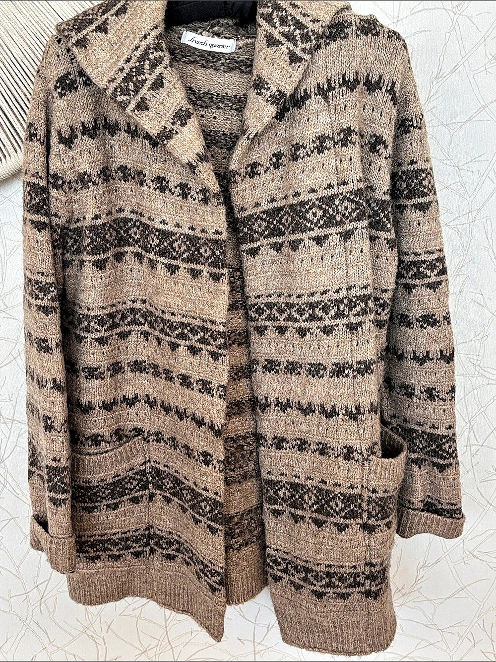 French Quarter Geometric Knit Cardigan Size Small